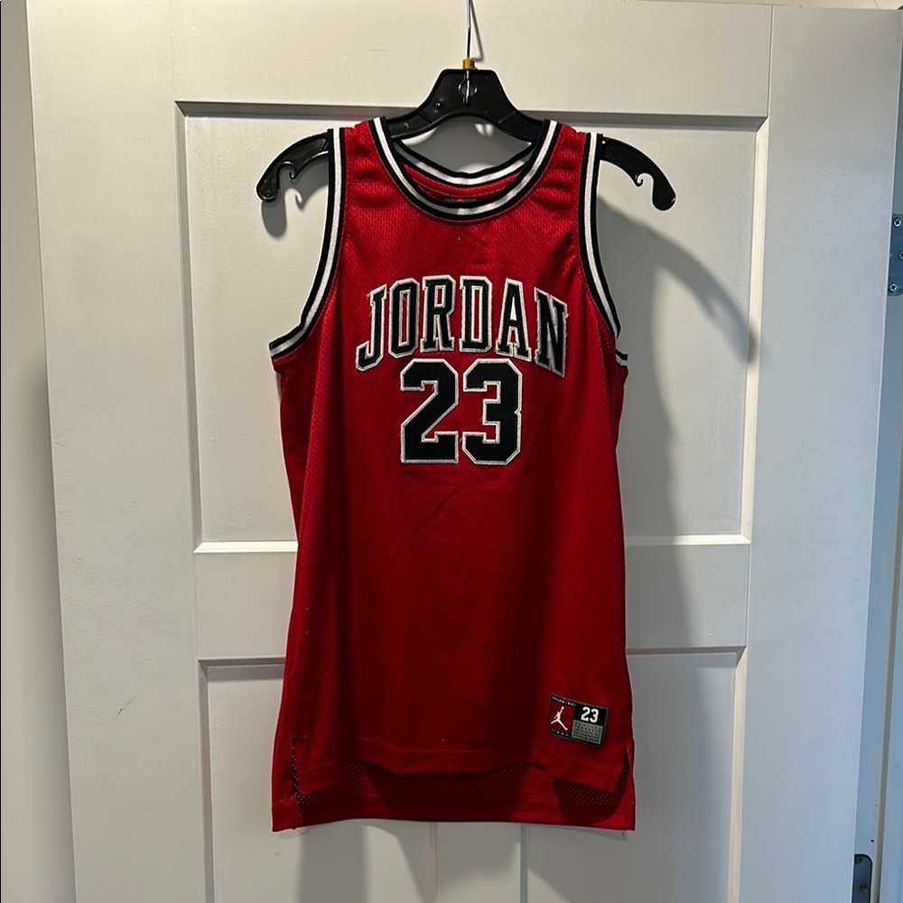 Michael Jordan red and black Chicago bulls jersey
